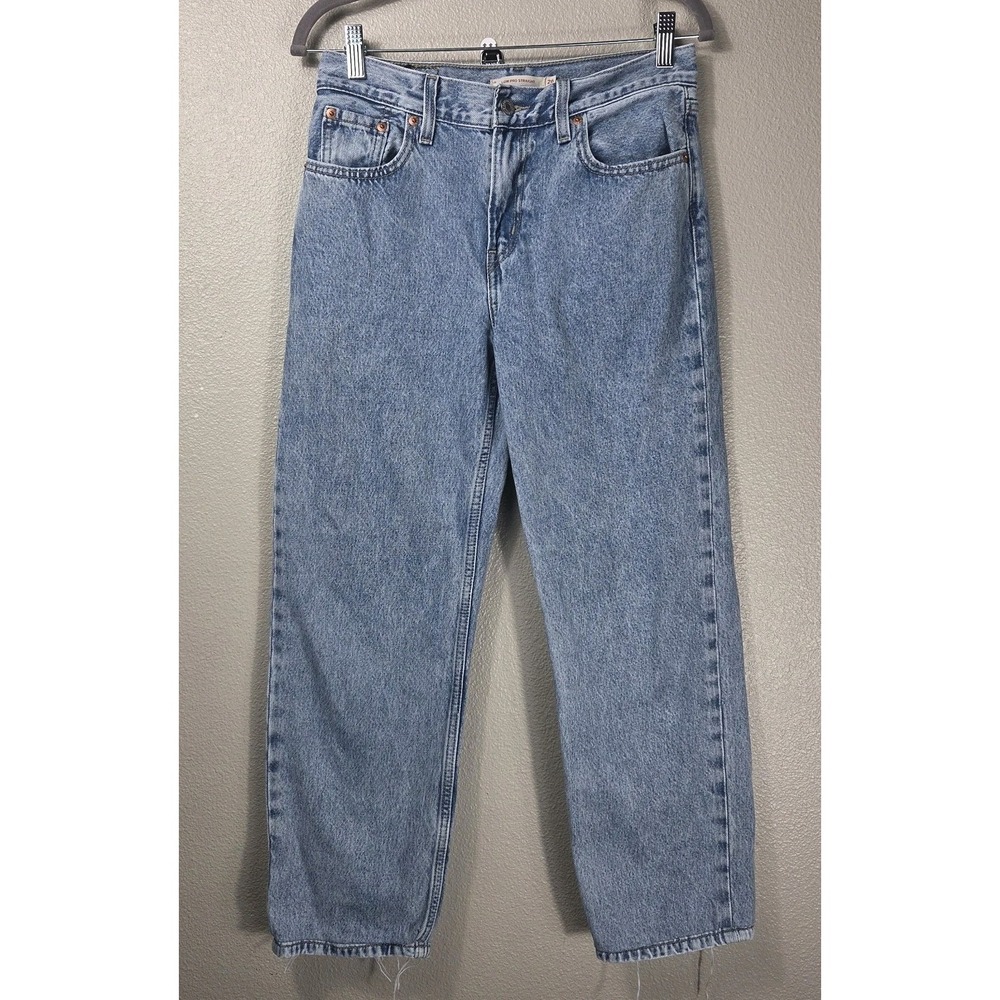 Levi's Low Pro Straight Jeans Women's 26 Light Wash Low Rise Raw Hem